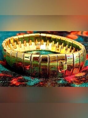 Vintage Monet Gold-Tone Bracelet Link Egyptian Revival Signed Jewelry 1980s EUC